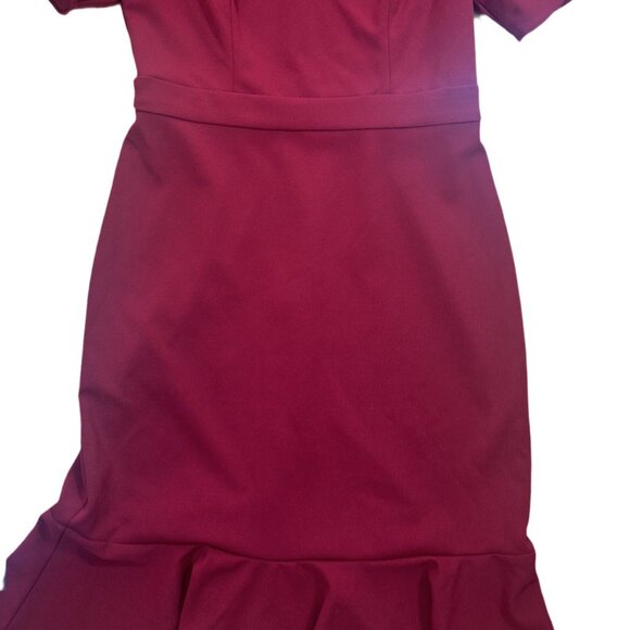 NWT Kasper Women's Knit Flutter Sleeves  and Hem Sheath Dress Crimson Size XS - Picture 2 of 5